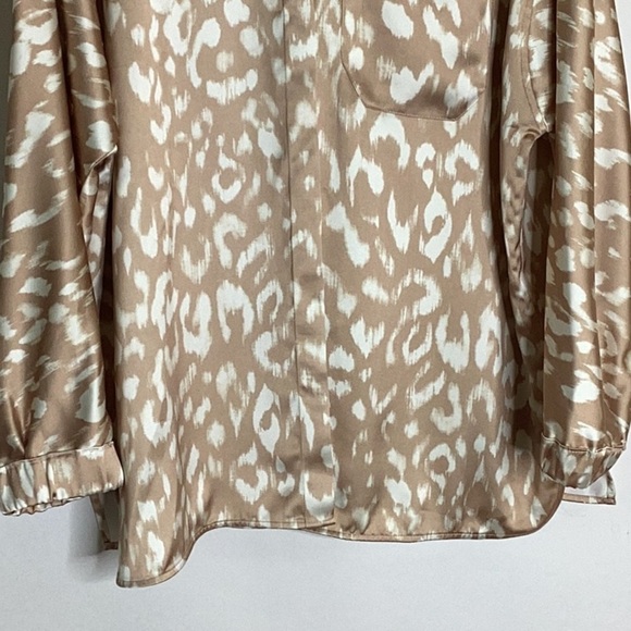 Black Label by Chico's Printed Tan/Cream Blouse/Shirt/Top in Size Large - Picture 4 of 13